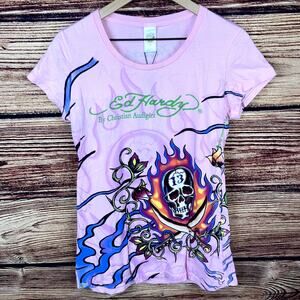 Y2k Ed Hardy by Christian Audigier All Over Print T-shirt